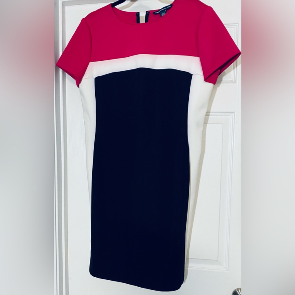 American Living Colorblock Midi Dress - Pink, White, Black